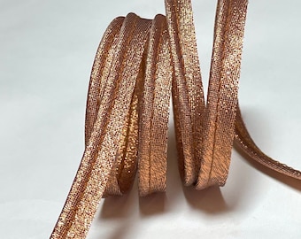 Passepoil orange cuivré bronze métallisé, Biais dépassant de 10mm de large - 2 mm Ø, vendu au mètre