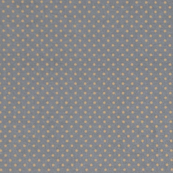 Toile cirée coton gris motif petits pois jaune ocre pour nappe a vos dimensions, vendu par multiples de 10cm