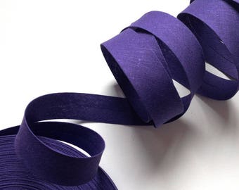 Biais coton unis violet pré-pliée 20mm pour travaux de couture vendu au mètre