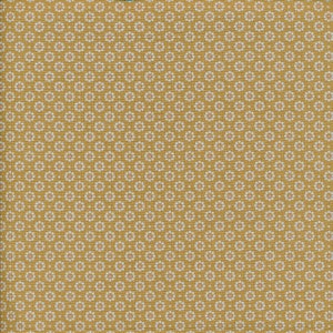 Mustard ocher yellow cotton oilcloth with small flower pattern, sold by cut in multiples of 10cm