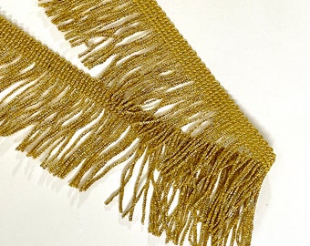 Fringed braid 0R gold metallic Lurex 5 cm wide, sold by the meter