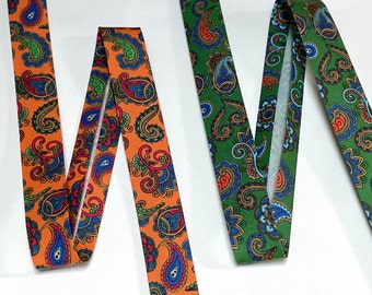 Paisley satin bias binding, 2 cm wide folded bias binding, sold by the meter