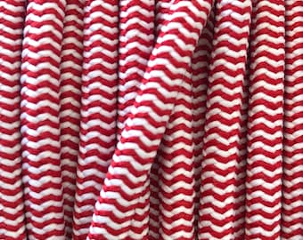 Elastisches Kordelseil, 5 mm, rot und weiß gestreift, verkauft in Vielfachen von 1 Meter