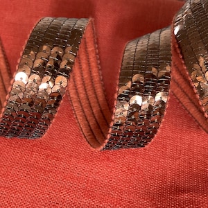 CINNAMON BROWN round sequin braid in 4 rows 2cm, sequin braid for shopping bags, sold cut in multiples of 20cm