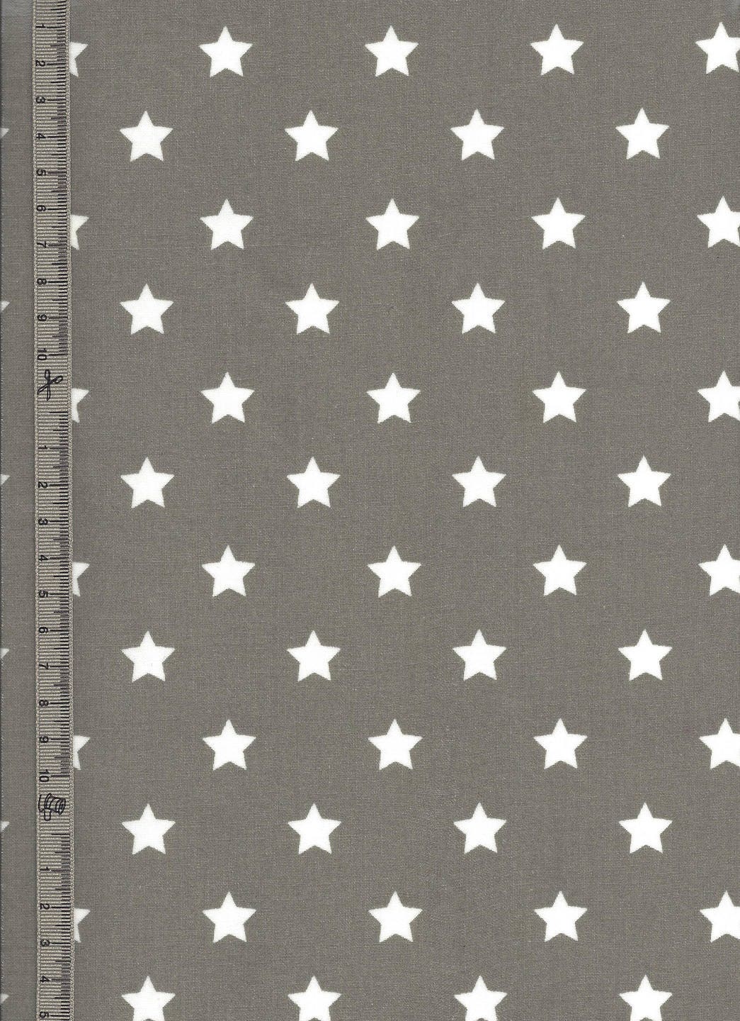 Toile Cirée Grise Motif Étoiles Blanche Pour Travaux Fait Main Vendu Par Multiple de 10 cm