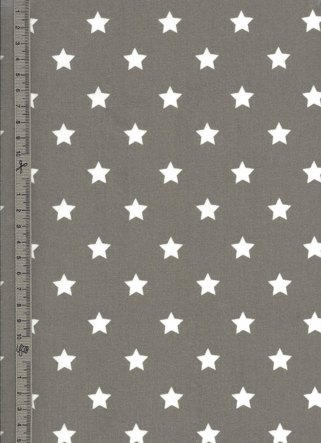 Toile Cirée Grise Motif Étoiles Blanche Pour Travaux Fait Main Vendu Par Multiple de 10 cm