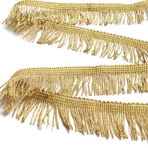 Fringed braid 0R gold metallic Lurex 3cm wide, sold by the meter
