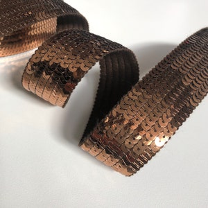 Galon paillettes BRONZE CUIVRÉ 6 rangs de sequins ronds en 3cm de large, vendu a la coupe par multiples de 20cm image 6