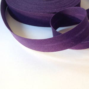 Plain eggplant purple cotton bias binding 2cm wide folded sold by the meter