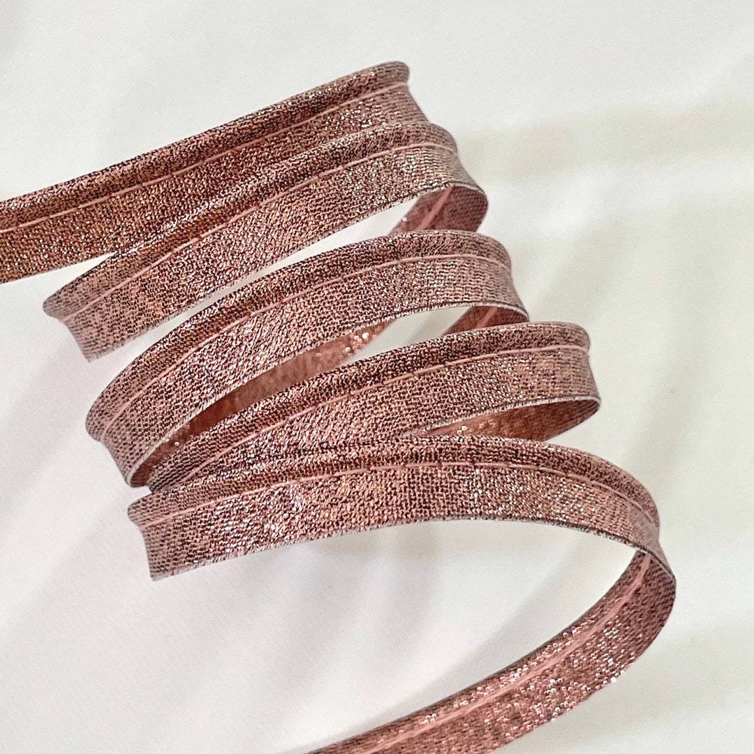 Piping in Metallic Salmon Pink Lurex, Bias Protruding 10mm Wide 2 Mm Ø ...