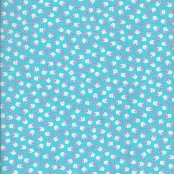 Tissu coton enduit PVC brillant bleu turquoise motif graphique rose fluo vendu par multiples de 10cm X la largeur