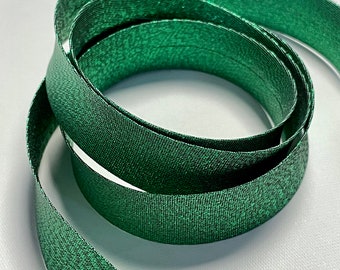 Encadernação em viés metálica pré-dobrada Lurex VERDE laminada, 20 mm de largura, encadernação em viés dobrada, vendida a metro