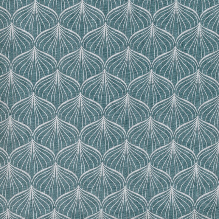 Toile Cirée Vert Canard en Coton Enduit Imprimé Pagodes, Vendu Par Multiples de 10cm