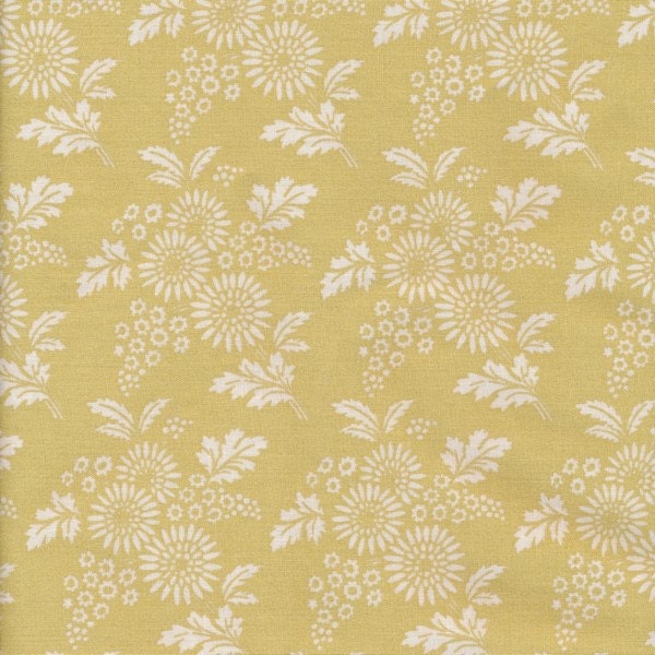 Toile cirée en coton enduit jaune pamplemousse motif fleurs stylisés rétro , nappe style vintage, vendu par multiples de 10cm