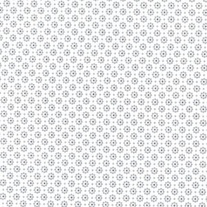 Toile cirée blanche motif imprimé petites fleurs grises, toile pour confection nappe, vendu par multiples de 10cm X142cm image 2