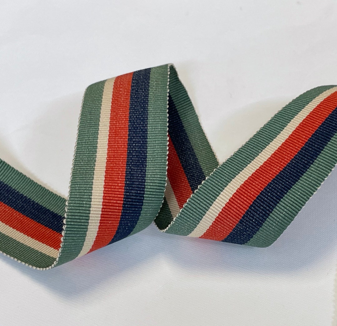 STRIPES Grosgrain Strap Striped Tricolor Green Blue Orange in 35mm ...