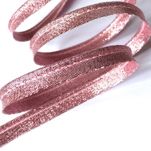 Metallic PINK Lurex lamé piping 10mm wide - 2 mm Ø, exceeding sold by the meter