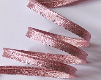 Metallic PINK Lurex lamé piping 10mm wide - 2mm Ø, protruding sold by the meter
