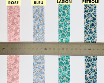 Geometric honeycomb print bias binding, pre-folded with 2 folds, 27mm wide, sold by the meter