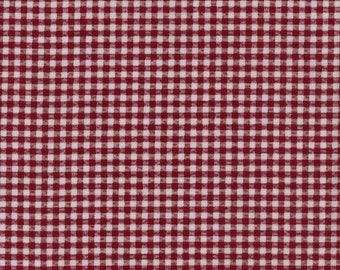 Toile cirée en coton enduit motif carreaux vichy rouge style bistrot, vendu par multiples de 10cm