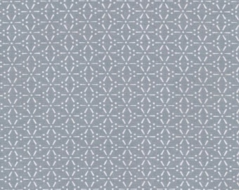 Toile cirée en tissu coton enduit gris-bleuté avec motif imprimé japonais Sakura, vendu a la coupe par multiples de 10cm