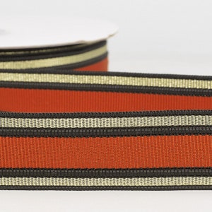 Coral brick RED strap braid and gold gold lurex in 30mm wide, made with handle for bags, sold by the meter