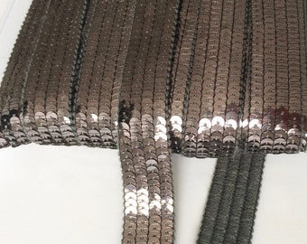 Galon mit 4 Reihen SEQUINS GRIS Albatros zur Herstellung von Tragetaschen, verkauft durch den Schnitt in Vielfachen von 20cm