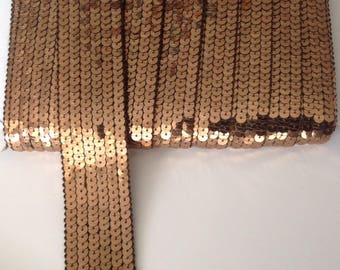 Galon sequins round BRONZE CLAIR 6 rows for sequined bags, sold by the cut in multiples of 20cm