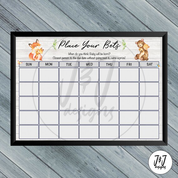 Place Your Bets Woodland Unisex Baby Shower Activity Baby | Etsy