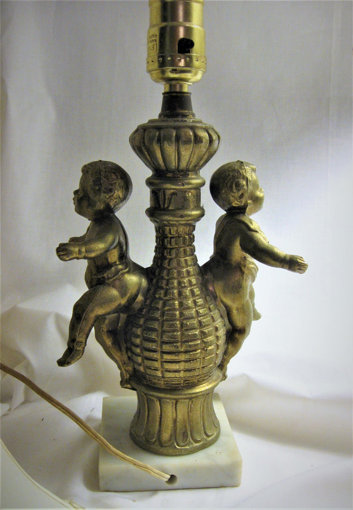 ANTIQUE CHERUB LAMPS Pair Hollywood Regency Brass Table Etsy