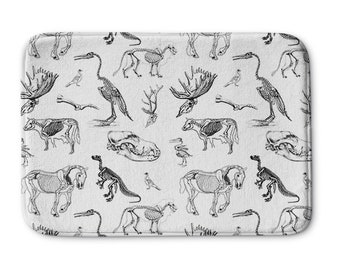 Animal Skeletons White Bath Mat