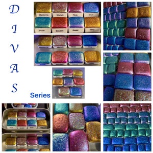 Serie Divas di 8 colori cangianti e olografici misti scintillanti e scintillanti acquerelli ipnotici