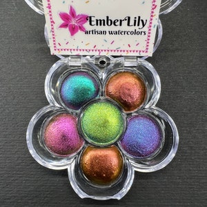 Mermaids flower palette of LIMITED EDITION supershifter chrome colorshift watercolors paint