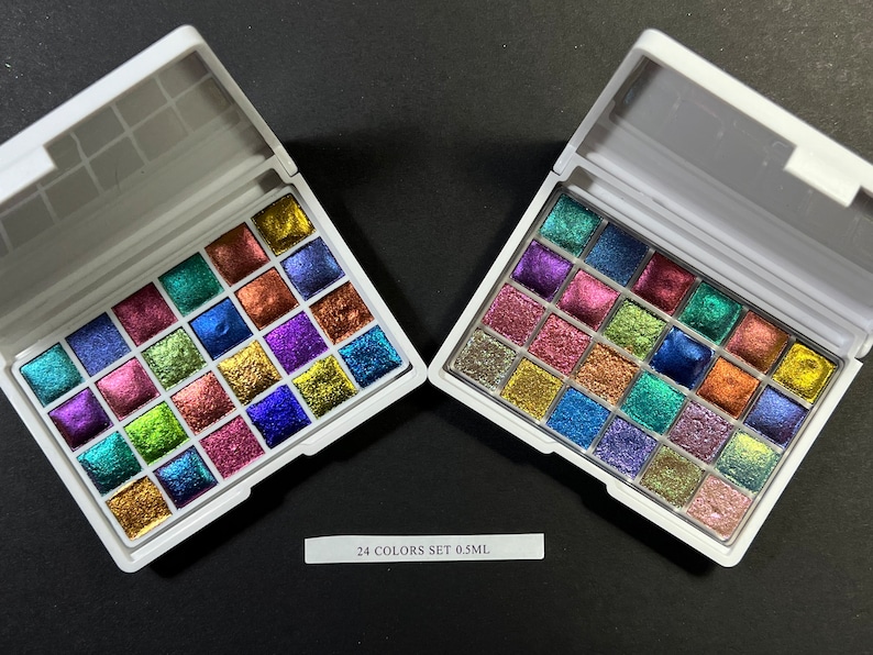 24 handgefertigte Super Shifter Chrome ColorShift-Aquarellfarben-Probesets zum Farbwechsel, 2 Bestseller-Sets in einem Reiseetui mit 24 Farben Bild 7