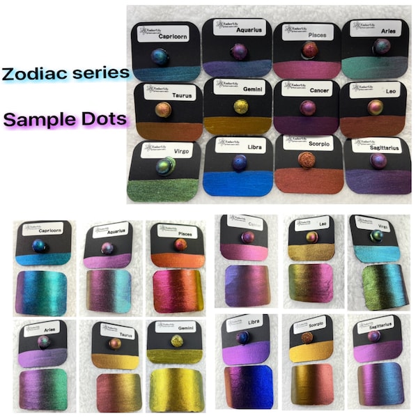 Zodiac DOTS a budget friendly sample series of Handmade Super Chrome Color Shift Watercolor Paint