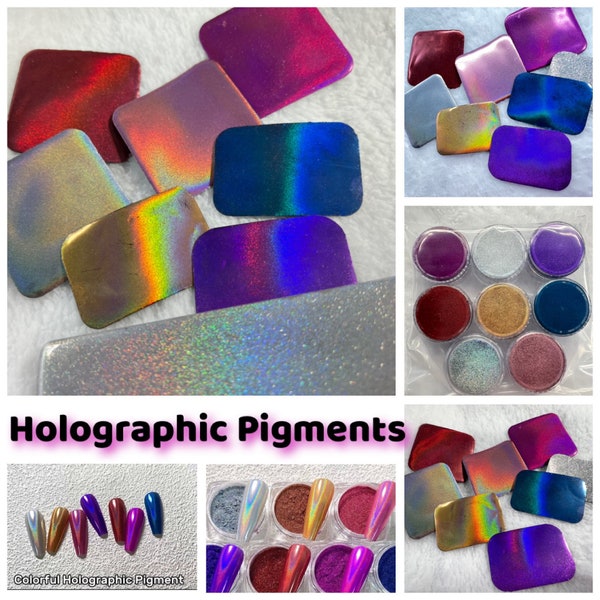Colorful Chrome Holographic Pigments Cosmetic Grade Epoxy Resin Wax Melts Bath Bombs Soaps Watercolors Make Up Eyes Nails Gel Polish