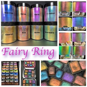 Fairy Ring, Vivid Colorshift Chrome Holographic Supershifter Watercolor Paints - Set of 8 prismatic hypershift chameleon metallic holo paint