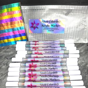 Marcadores de acrílico Vivid Colorshift (conjunto de 12 cores) Único, nada igual, o primeiro do gênero!! Série MARDI GRAS