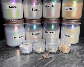ENCHANTED Series PIGMENTS of 8 highly pigmented Ghost Colorshift Chrome Pigments 2grams of each color