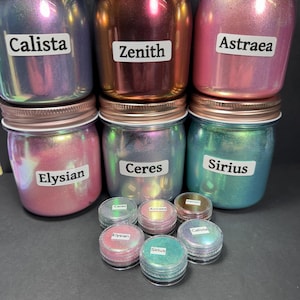 Ethereal Moonlight series Colorshift PIGMENT set of 6 Supershifter Chrome Colorshift Watercolors Prismatic Hypershift Chameleon PIGMENTS