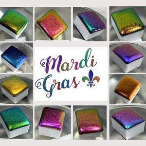 Mardi Gras! series of 12 Handmade Super Chrome Vivid Color Shift Artisan Watercolor Paint Set