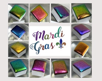 Mardi Gras! series of 12 Handmade Super Chrome Vivid Color Shift Artisan Watercolor Paint Set