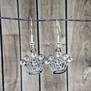 Crystal Crown Charm Earrings/ bling/ queen / King