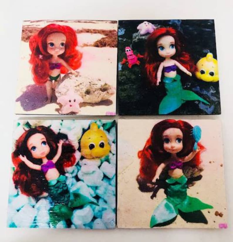 Handmade Magnets set of 4 Little Mermaid Toy inspired scenes 2\u00d72