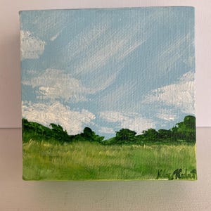 Original Acrylic Landscape Art painting Mini canvas painting Canvas Cutie 5 field landscape