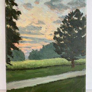 Original Acrylic Landscape sunset painting scenery artwork backyard sunset