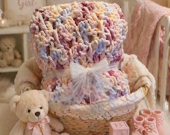 Chunky Knit Baby Blanket | Soft Chenille Crochet Blanket | Handmade Baby Girl Gift | Cozy Nursery Blanket