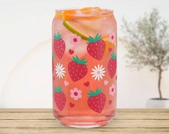 Berry Bliss Fresa Corazón Cerveza Lata Vaso