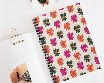 Cuaderno espiral con diseño floral de arcoíris