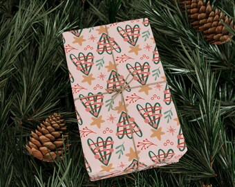 Papel de regalo para árbol de Navidad de pinos pastel